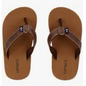 10/$13 NWOT Carter's Tan Flip Flops toddler Boy 12
